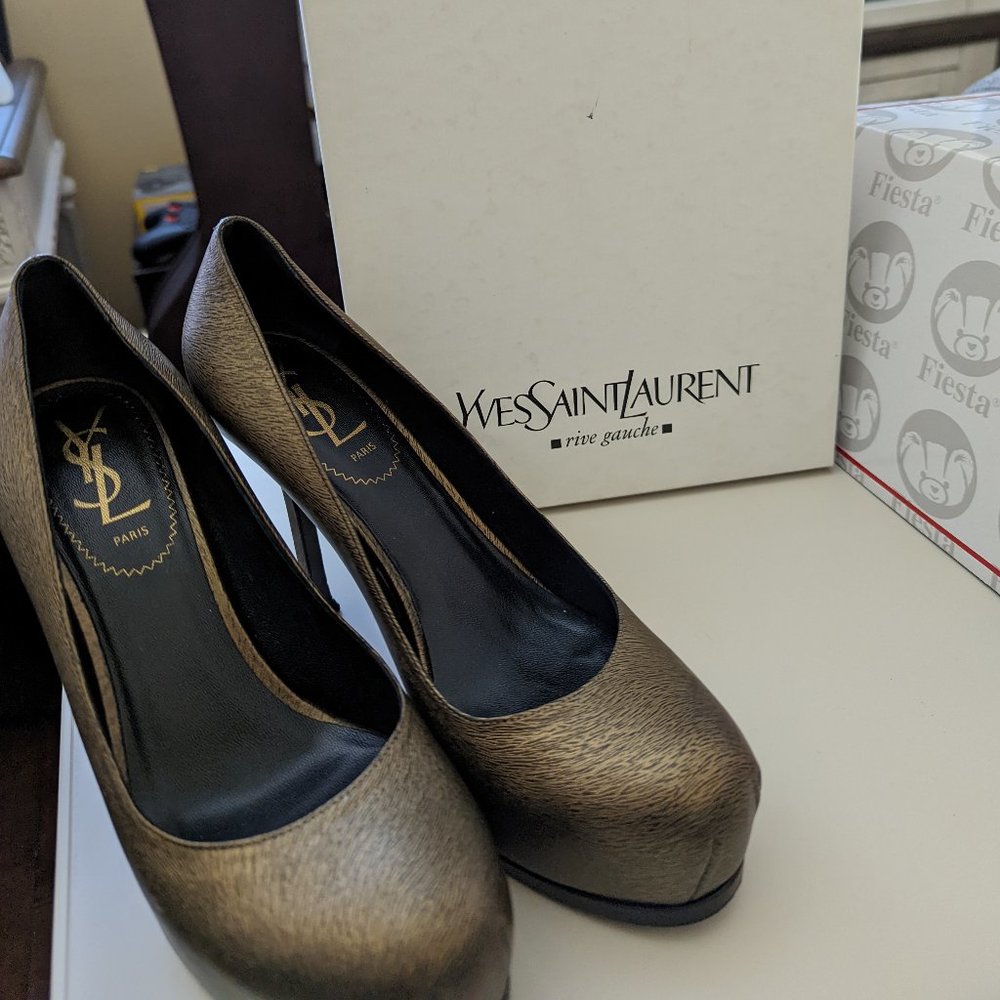 YSL YVES SAINT LAURENT TRIBTOO 80 PUMP HORSE PRINT, NERO APACHE